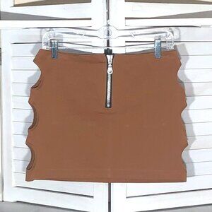 The Ragged Priest Brown Mini Skirt Cut Out Sides Size 8